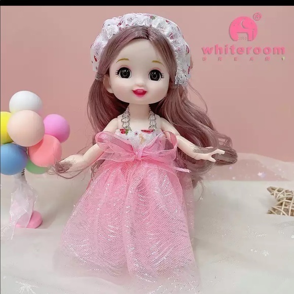 Toys New16cm Mini Bjd Comes With Outfit On Pink Fairy Dress Pink Hair